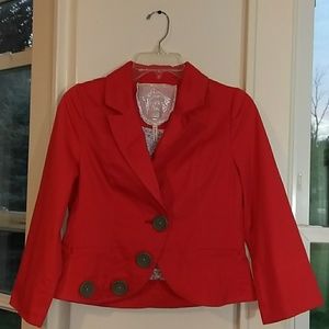 ANTHROPOLGIE KNITTED DOVE JACKET SIZE S geranium